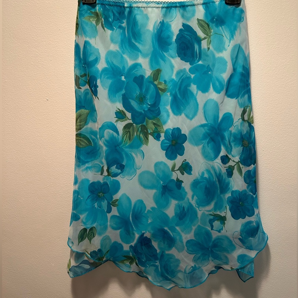 Amy Byer Vintage Blue Floral Skirt